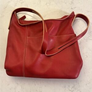 Loewe Cherry Red Leather Shoulder Bag